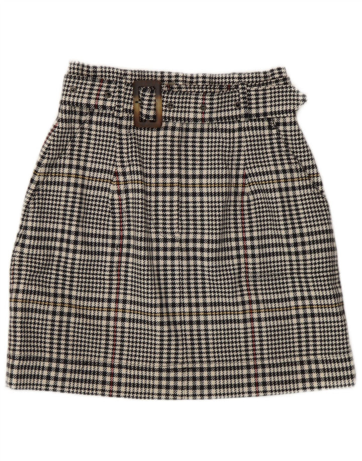 Marks & Spencer Mini jupe femme UK 8 Small W26 coton pied-de-poule noir