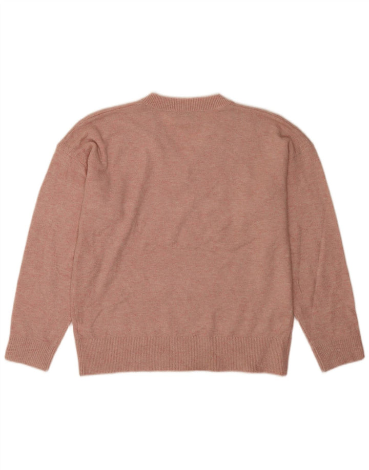 Marks & Spencer Pull col en V pour femme UK 14 Rose moyen Polyester
