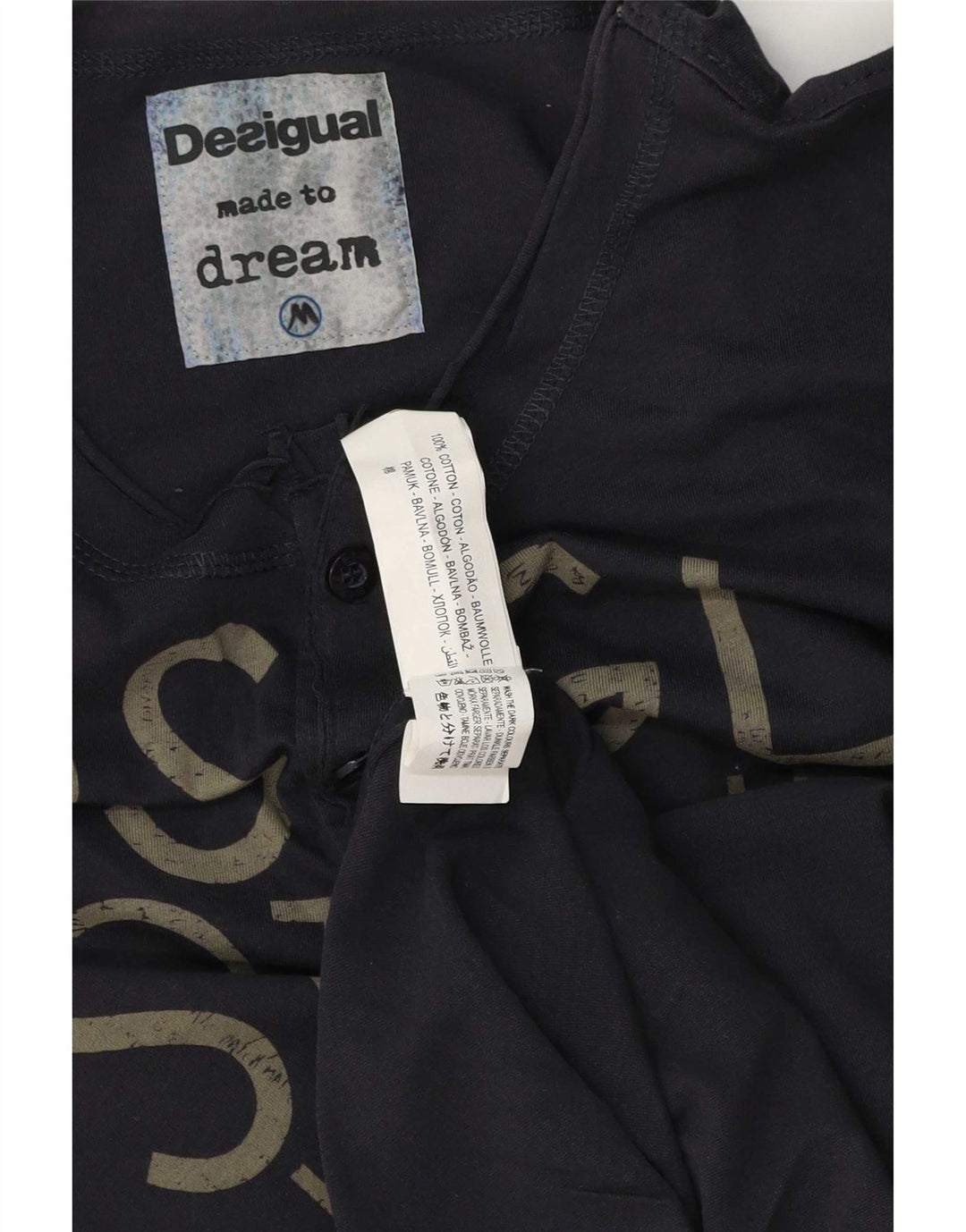 Desigual Haut Graphique Manches Longues Homme Bleu Marine Moyen Coton