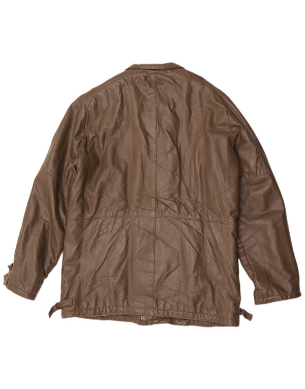 veste en cuir homme vintage IT 54 2XL Marron