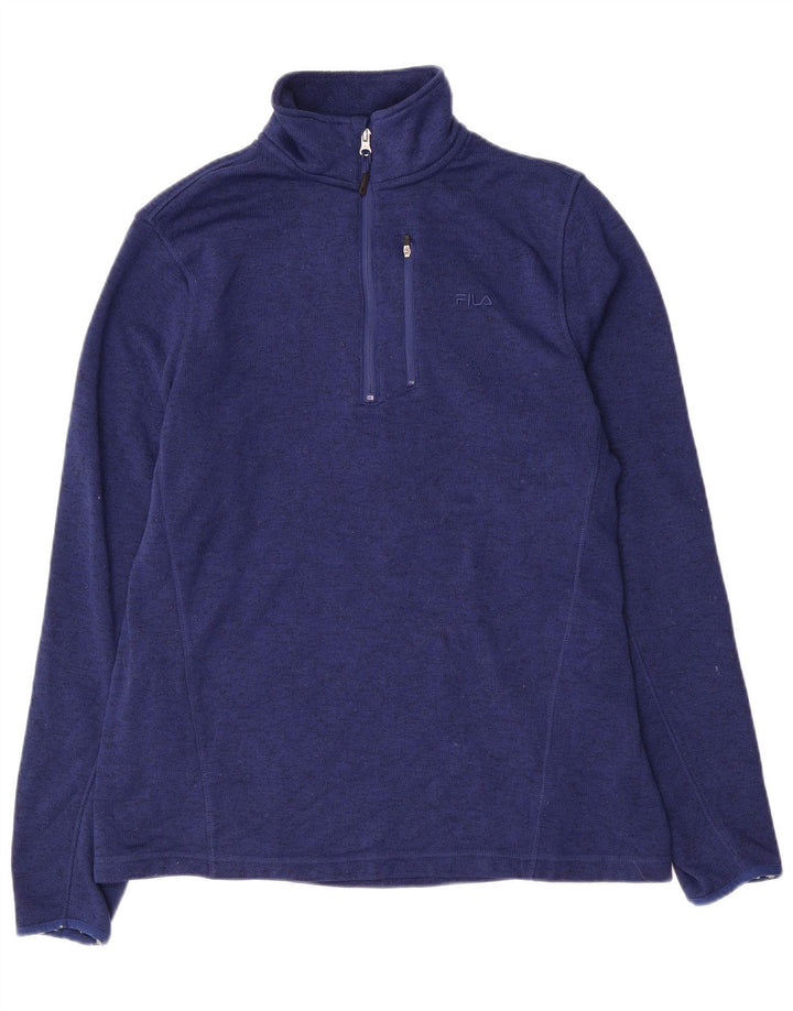 FILA Sweat-shirt à col zippé pour homme, grand, bleu marine, polyester