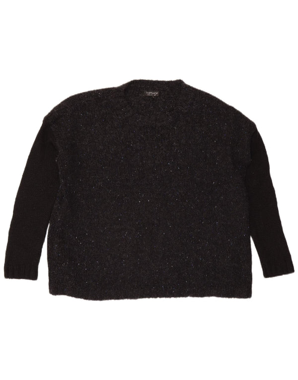Topshop Pull surdimensionné à col rond pour femme UK 10 Petit gris moucheté