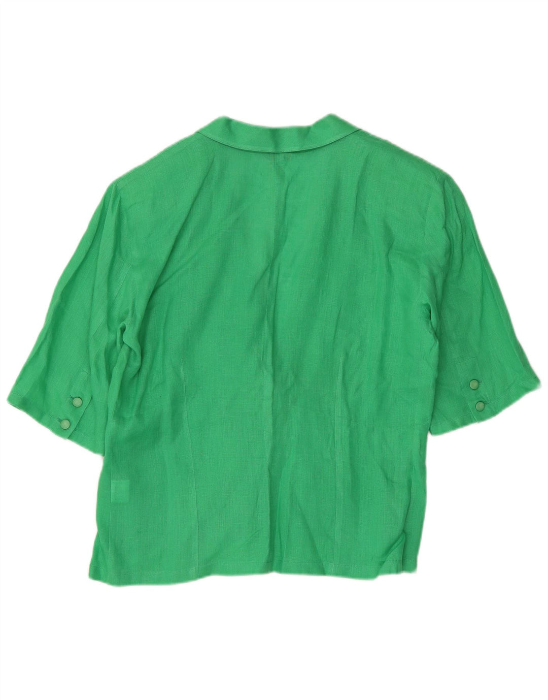 vintage Femme Manches Courtes 1 Bouton Blazer Veste IT 44 Lin Vert Moyen