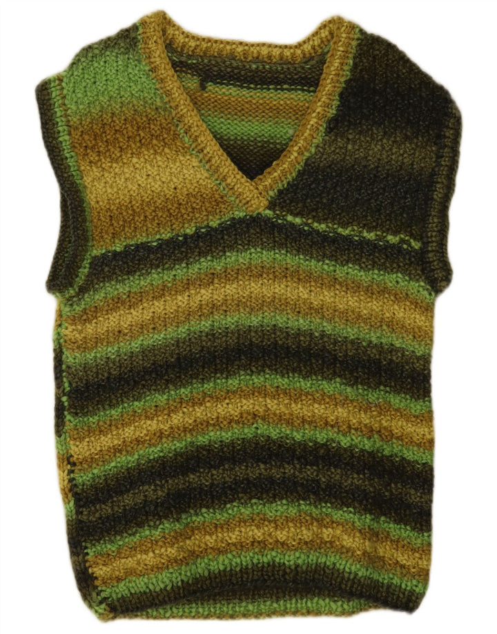 vintage Mens Vest Débardeur Moyen Multicolore Rayé