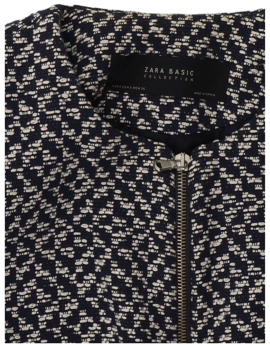 ZARA Womens Overcoat UK 10 Small Navy Blue Flecked