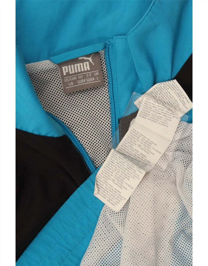 Puma Veste de survêtement pour homme Large Bleu Colorblock Polyester