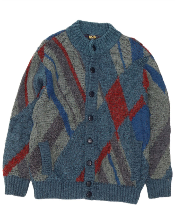 Maglificio Pull Cardigan Homme IT 48 Acrylique Géométrique Bleu Moyen