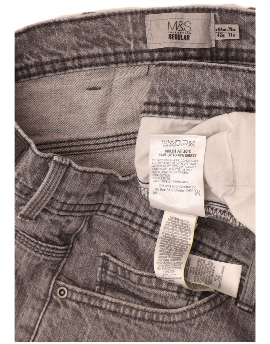 Marks & Spencer Jean droit coupe droite homme W42 L31 gris coton