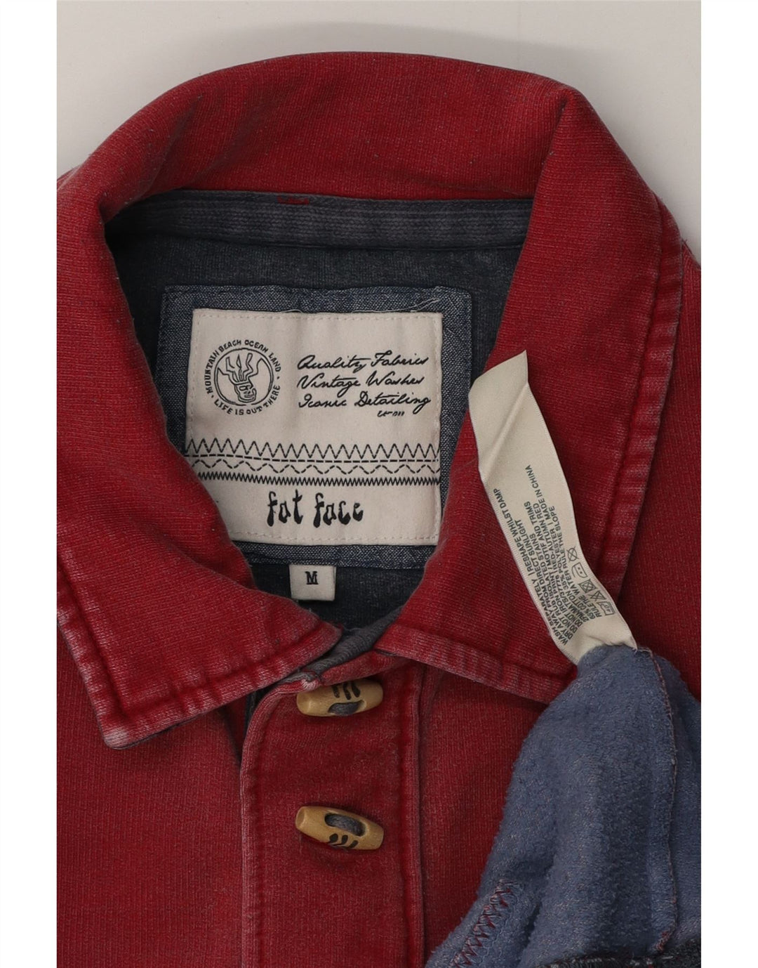 FAT FACE Sweat-Shirt Graphique à Col Polo Homme Rouge Moyen Coton