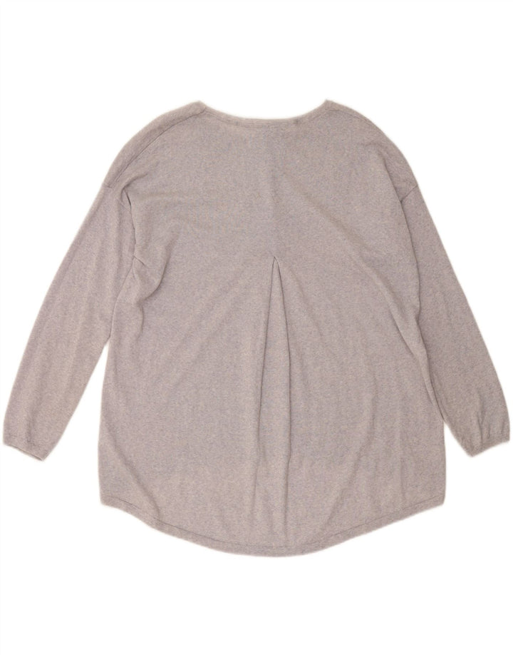 MONSOON Pull ample à col bateau pour femme UK 14 en laine violet moyen