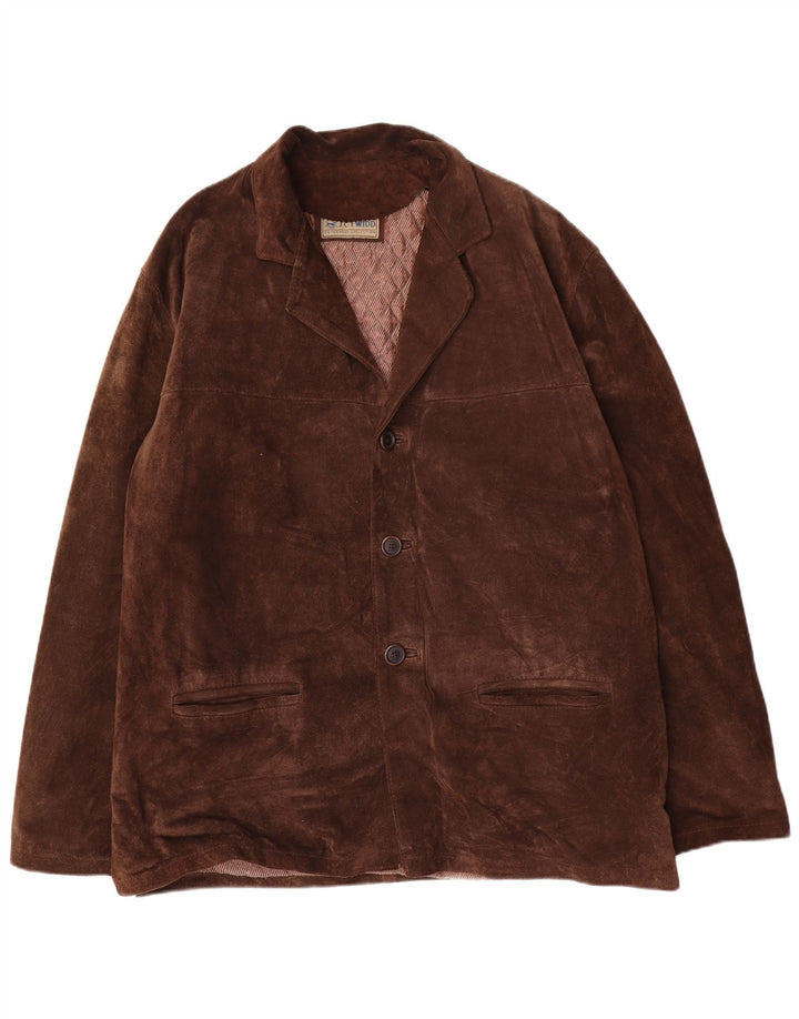 J. C. Twidd Veste en daim pour homme IT 52 XL en cuir marron