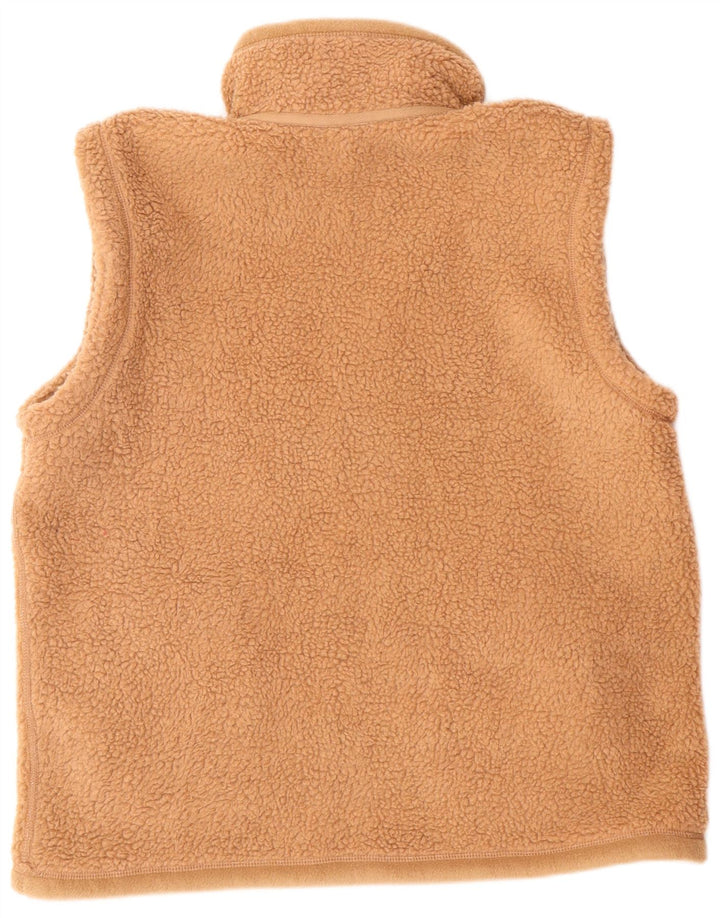 vintage Mens Fleece Réversible Gilet UK 38 Polyester Beige Moyen