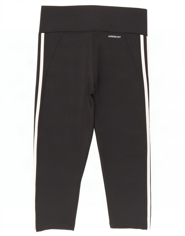 Adidas Femmes Aeroready Capri Leggings UK 8/10 Petit Noir Polyester