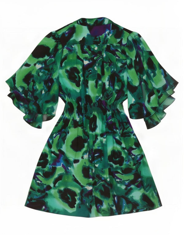 Biba Robe trapèze surdimensionnée à manches 3/4 pour femme UK 10 Small Green Tie Dye