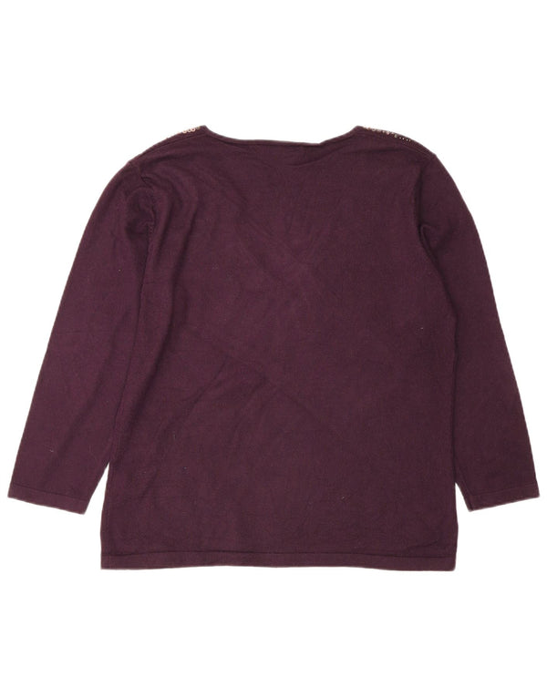 Marks & Spencer Pull col en V pour femme UK 16 Large Viscose Bordeaux