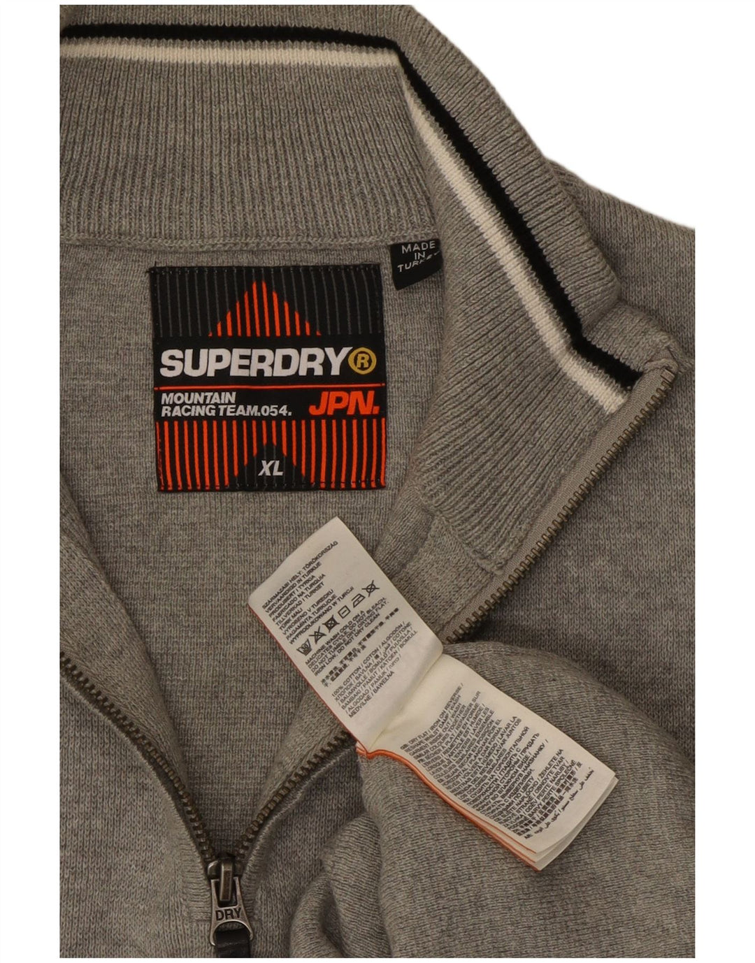 SUPERDRY Pull Col Zippé Homme XL Gris Coton
