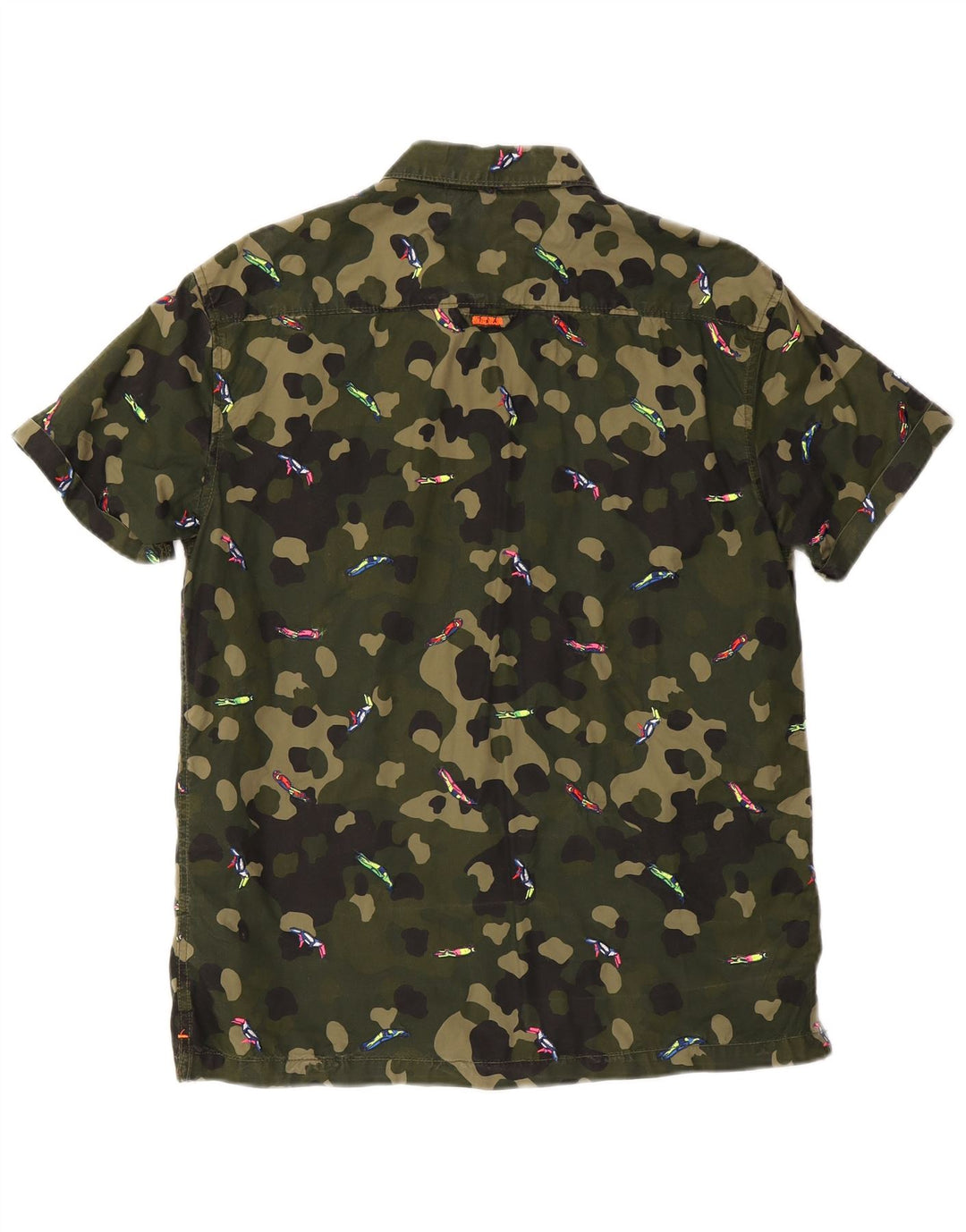 Superdry Chemise à Manches Courtes Box Fit Homme Kaki Moyen Camouflage Coton