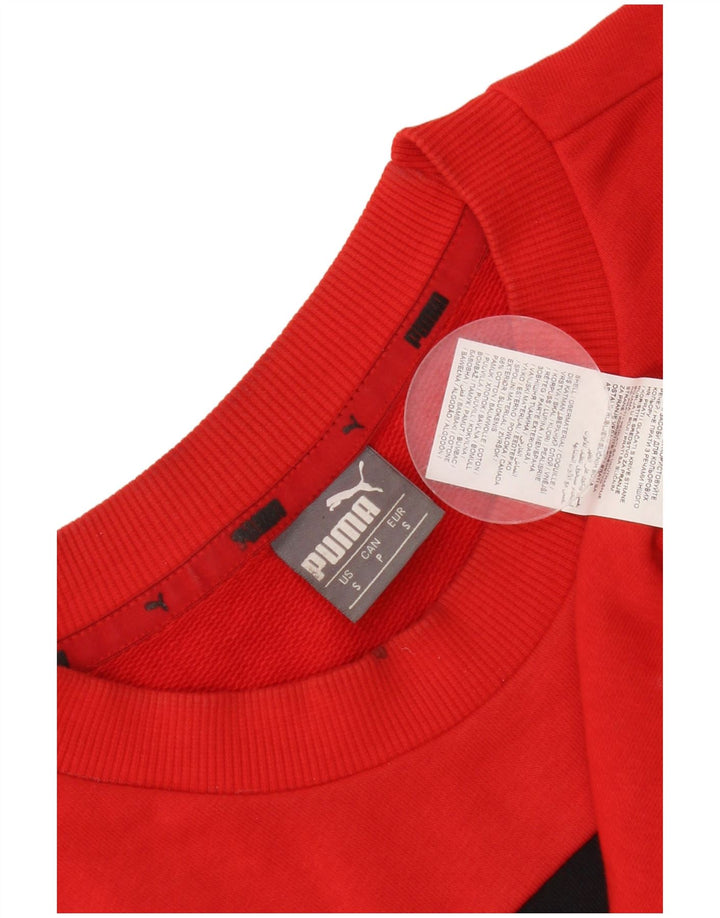 Puma Sweat-shirt graphique pour homme en coton color block Rouge Taille S
