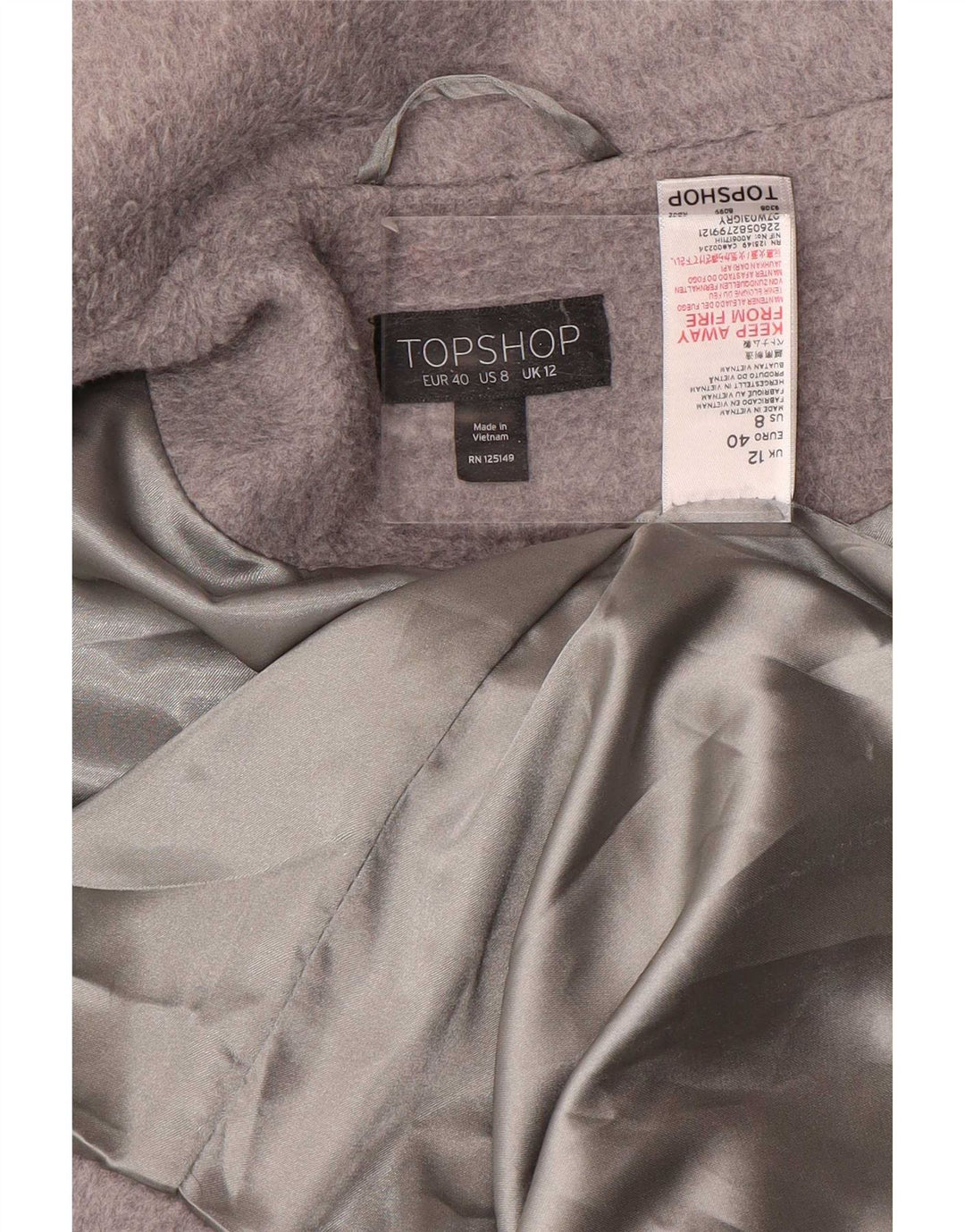 Topshop Manteau surdimensionné pour femme UK 42 Gris moyen Polyester