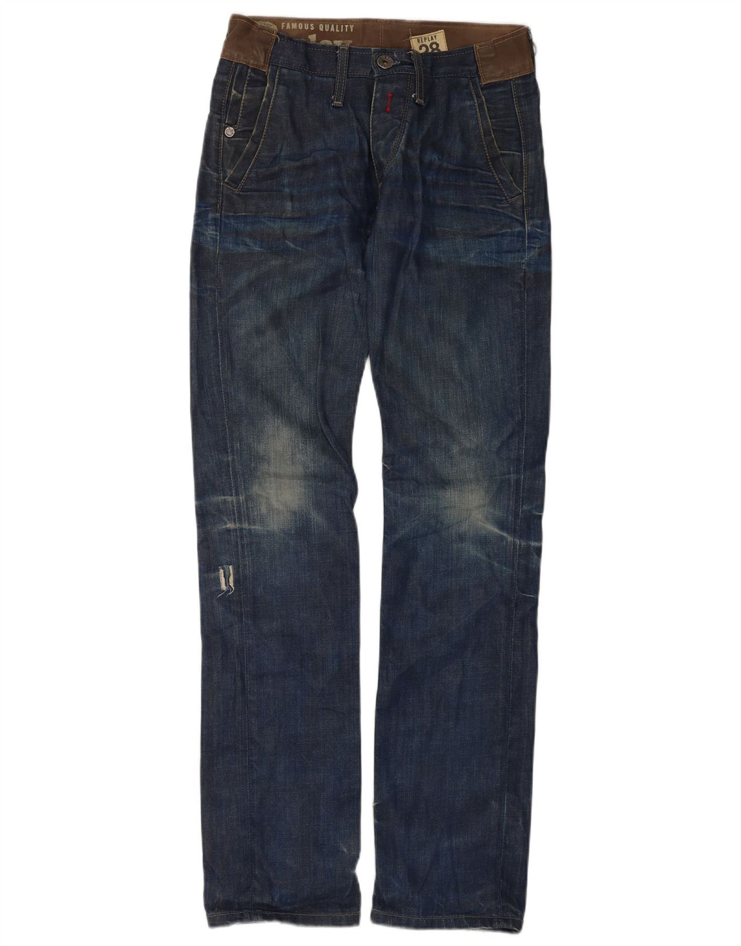 Replay Jean slim effet vieilli W28 L34 bleu coton pour homme