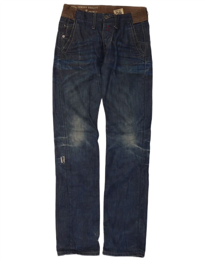 Replay Jean slim effet vieilli W28 L34 bleu coton pour homme