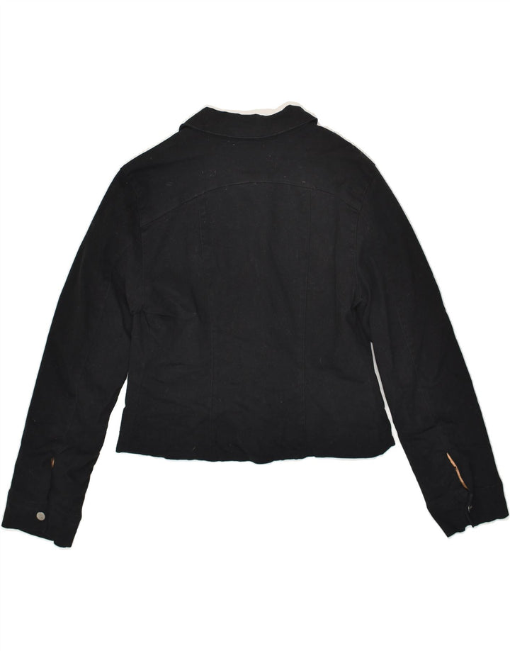 ROMAN'S Womens Crop Denim Jacket US 2 XS Black | Vintage Roman's | Thrift | Second-Hand Roman's | Used Clothing | Messina Hembry 