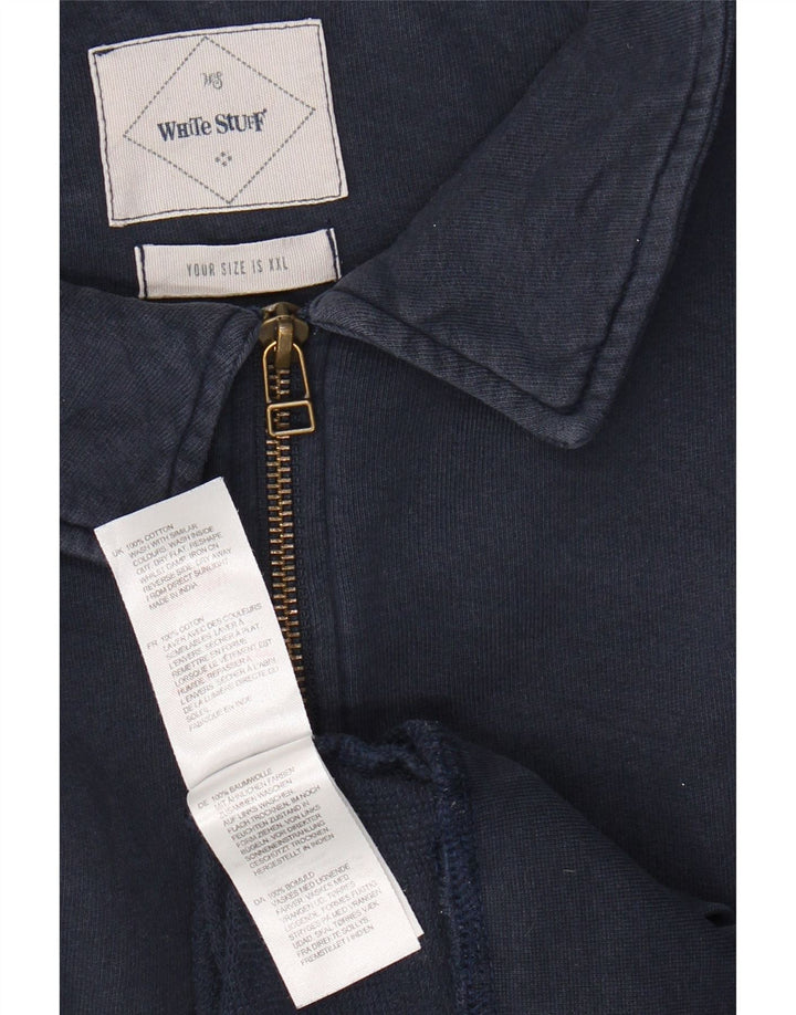 WHITE STUFF Sweat-shirt à col polo pour hommes 2XL Bleu marine Coton
