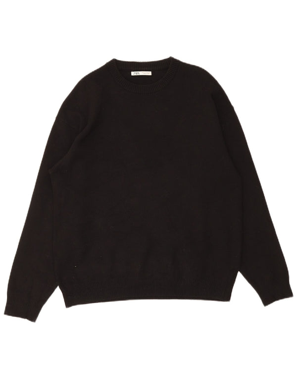 Zara Pull à col rond pour homme Petit Noir Viscose