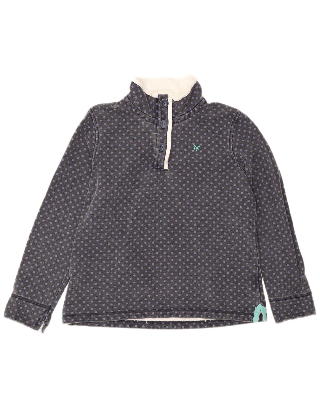 CREW CLOTHING Sweat-shirt pour femme UK 14 Large Gris à pois