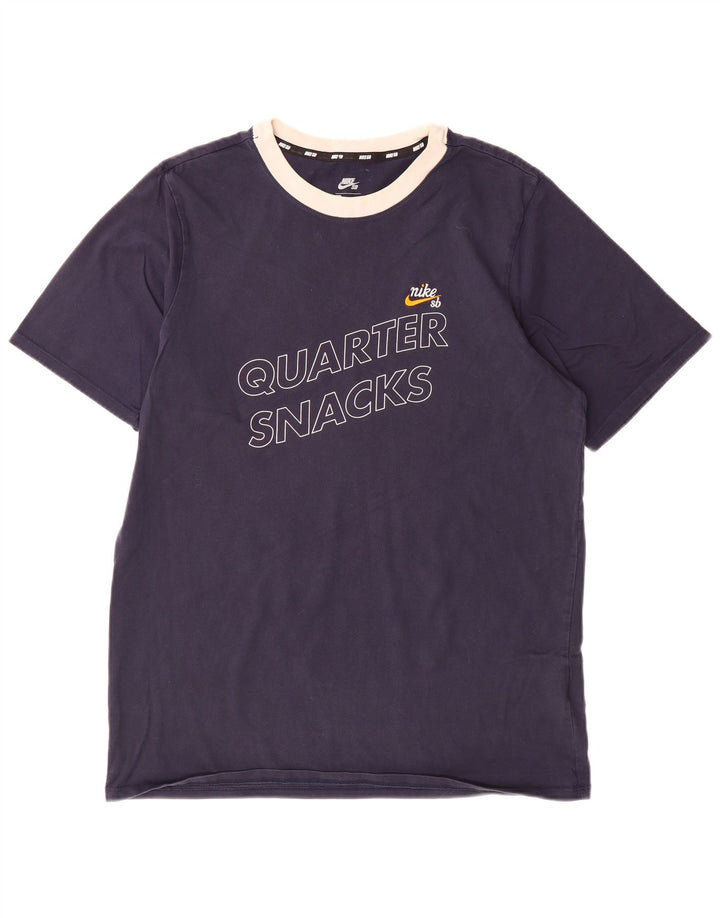 NIKE Homme T-Shirt Graphique Haut Bleu Marine Moyen Coton