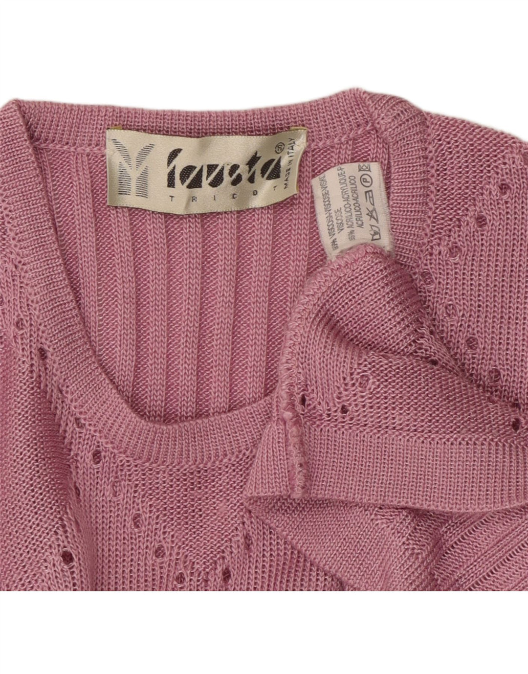 FAUSTA Pull à manches courtes et col rond pour femme UK 10 Petit Rose
