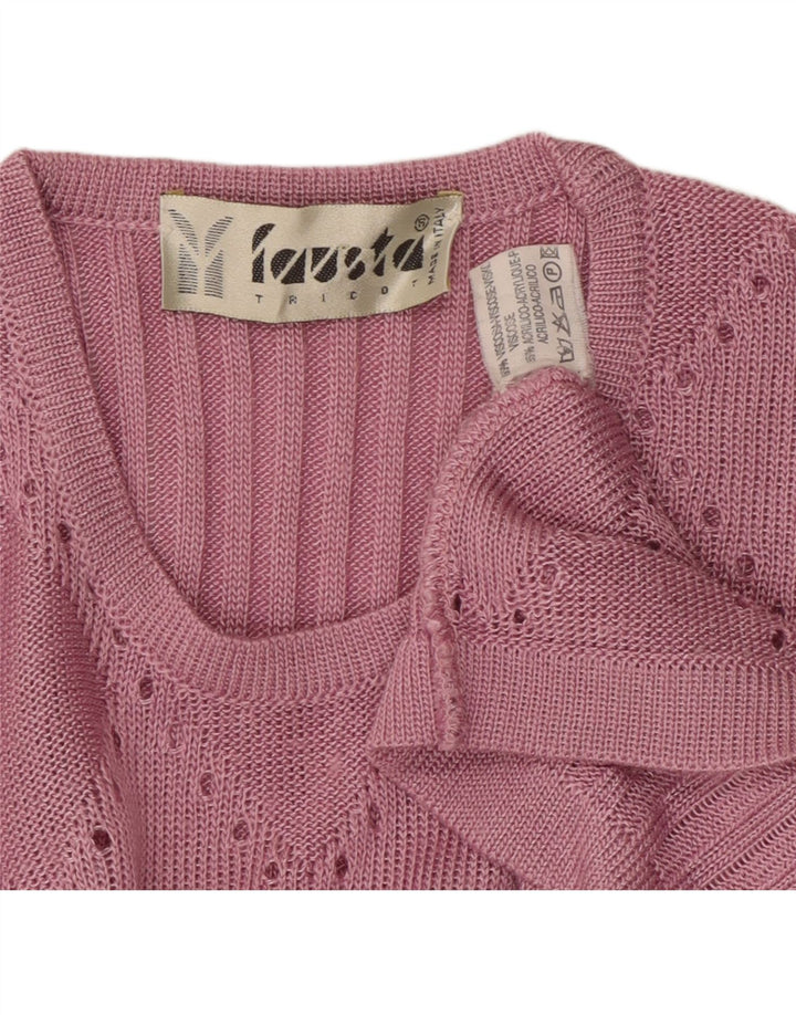 FAUSTA Pull à manches courtes et col rond pour femme UK 10 Petit Rose