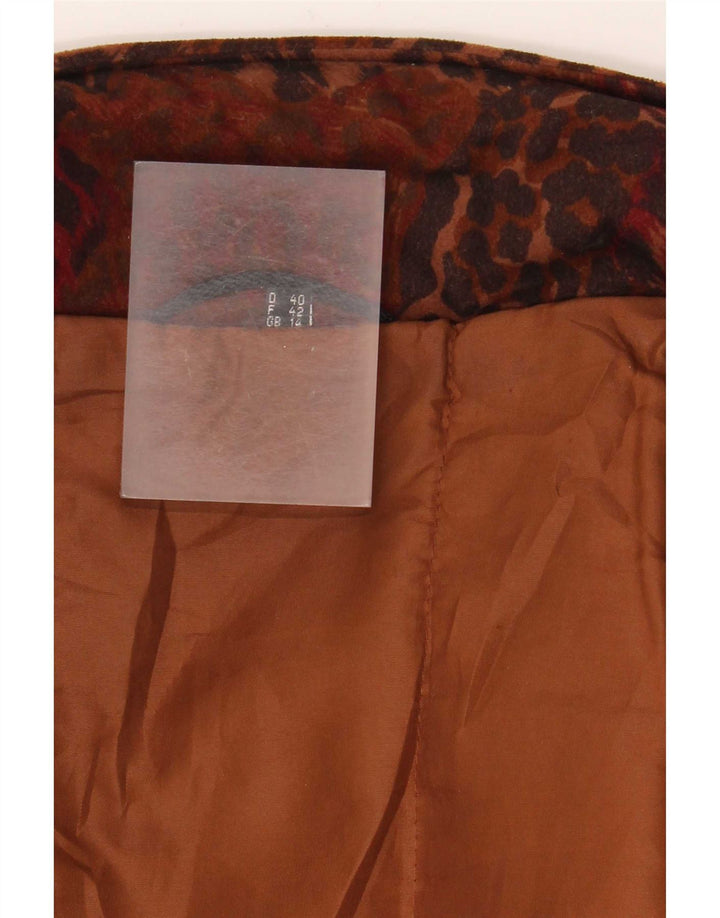 vintage Femme Veste Bomber Surdimensionnée UK 14 Grand Imprimé Animal Brun