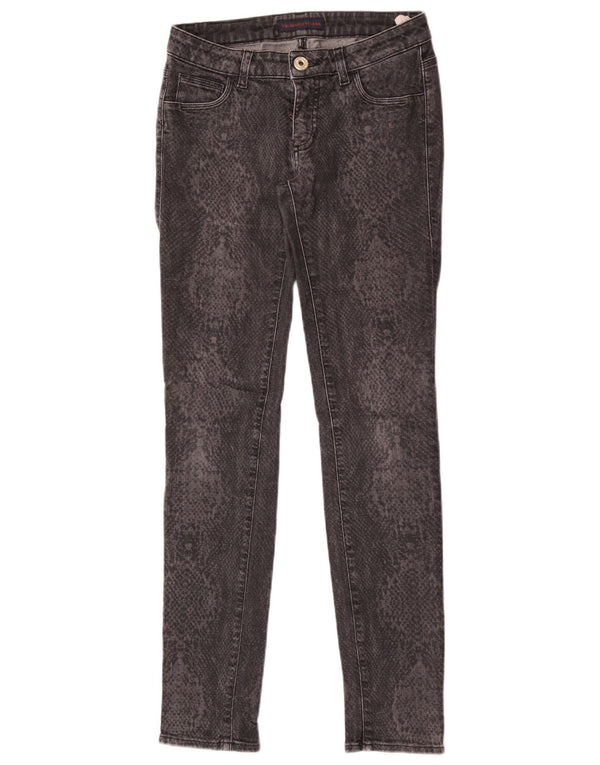 Trussardi Jean Skinny IT 40 Small W26 L31 Coton Imprimé Animal Noir