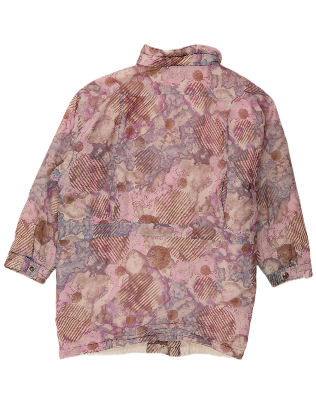 vintage Femmes Motif Abstrait Coupe-Vent Manteau EU 42 Grand Violet