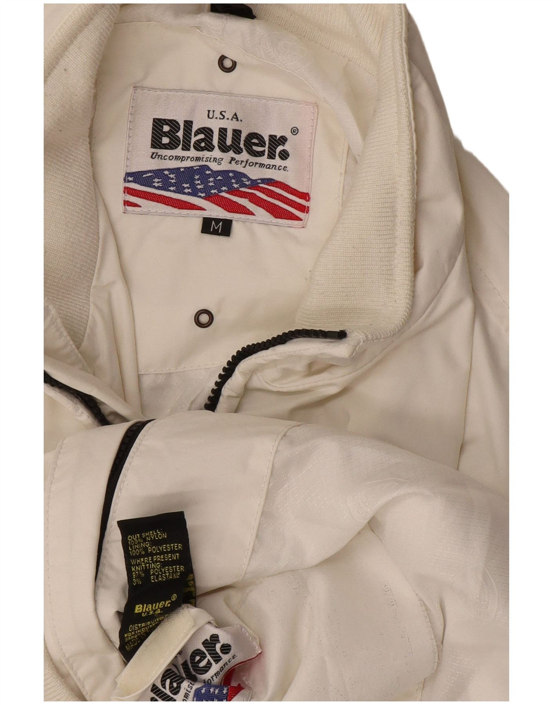 BLAUER Veste Bomber Homme UK 38 Medium Blanc Nylon