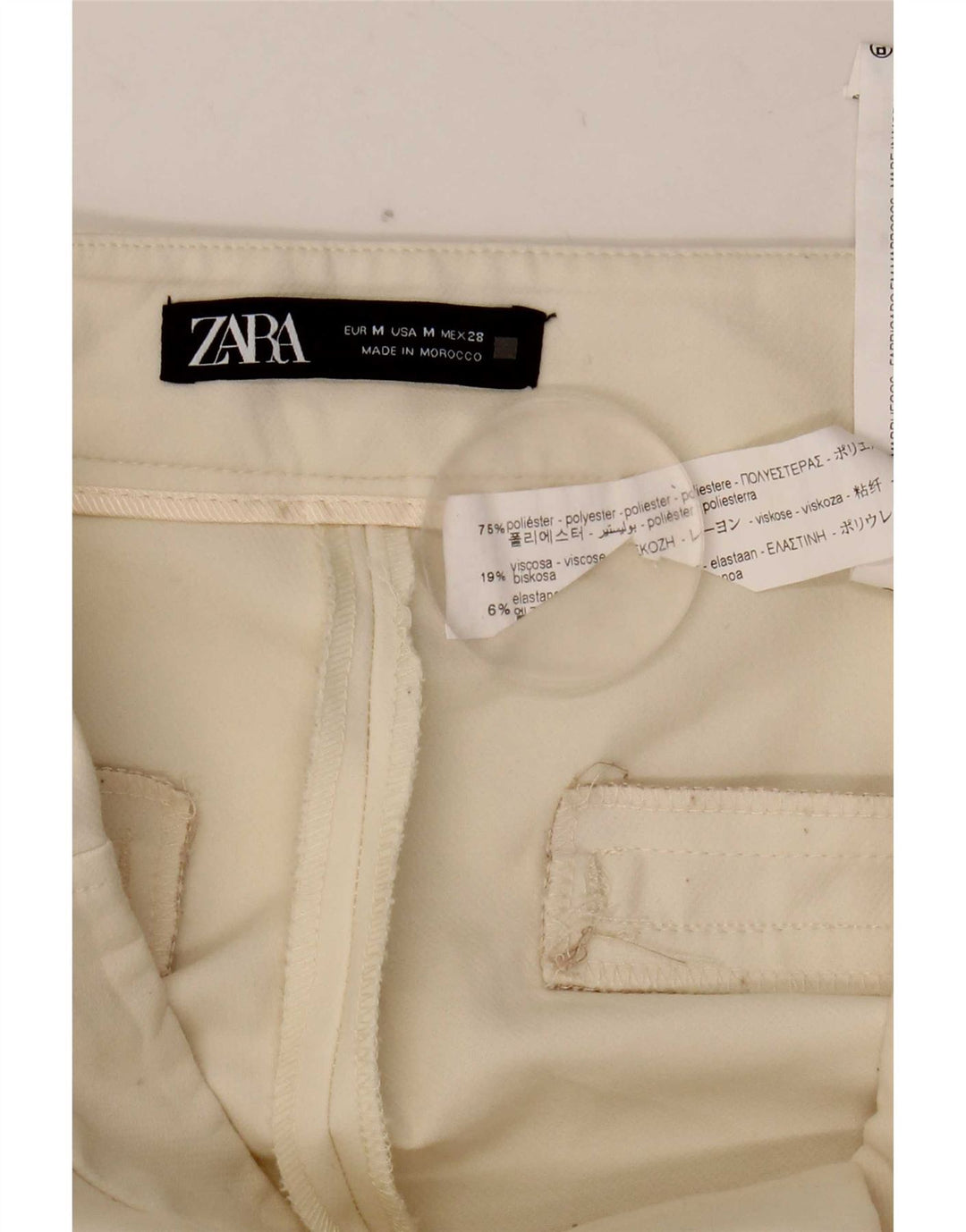 Zara Pantalon décontracté bootcut pour femme Medium W28 L32 Blanc Polyester