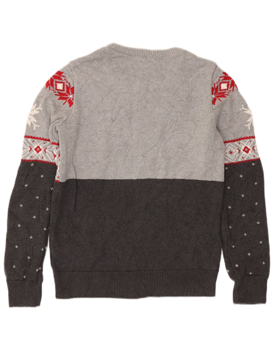 Chaps Pull col bateau pour homme en coton Fair Isle Gris Taille S