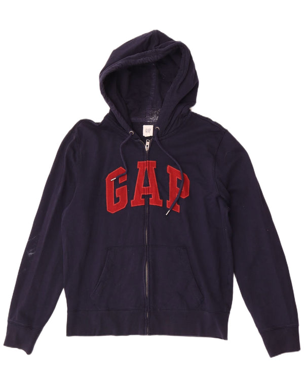 Gap Pull à capuche zippé graphique pour hommes, grand coton bleu marine