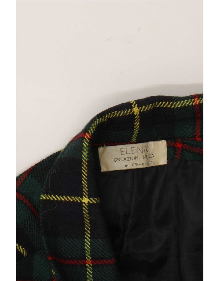 vintage Femme 2 Bouton Blazer Veste UK 16 Grand Chèque Vert