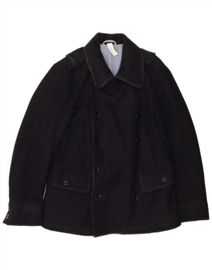 VINTAGE Caban Homme IT 46 Petite Laine Bleu Marine