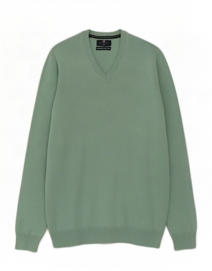 Marks & Spencer Pull Blue Harbor Col V Homme Vert Moyen Coton