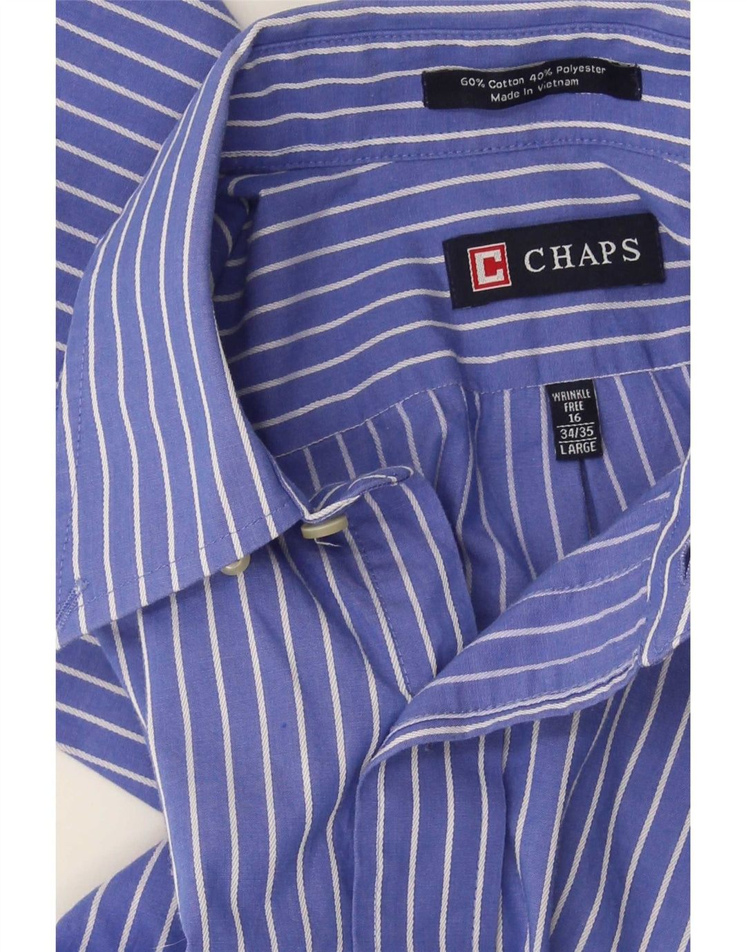 Chaps Chemise homme Taille 16 Grand coton à fines rayures bleues