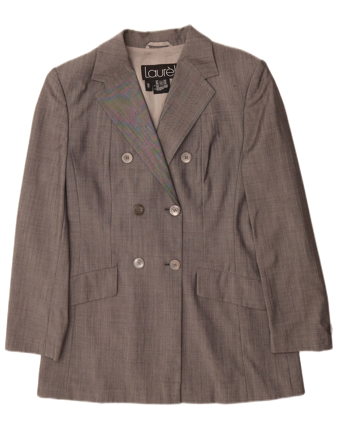 Laurel Veste Blazer Double Boutonnage Femme EU 38 Gris Moyen Laine Vierge