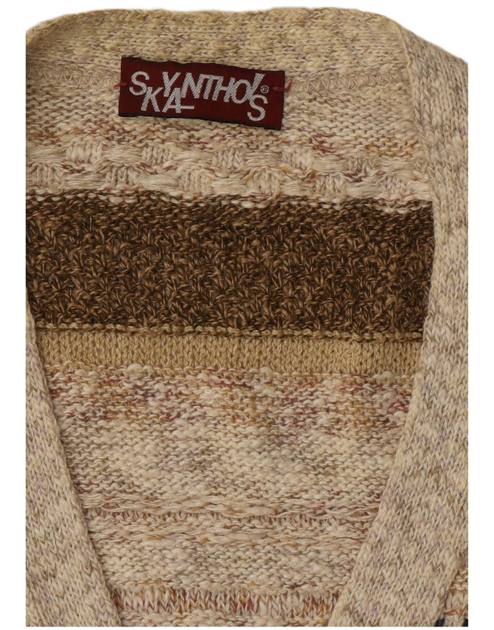 VINTAGE Pull Cardigan Homme Grand Beige Rayé