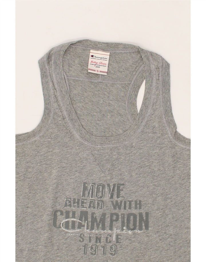 CHAMPION Womens Heritage Classics Graphic Vest Top UK 8 Small Grey Vintage Champion and Second-Hand Champion from Messina Hembry 