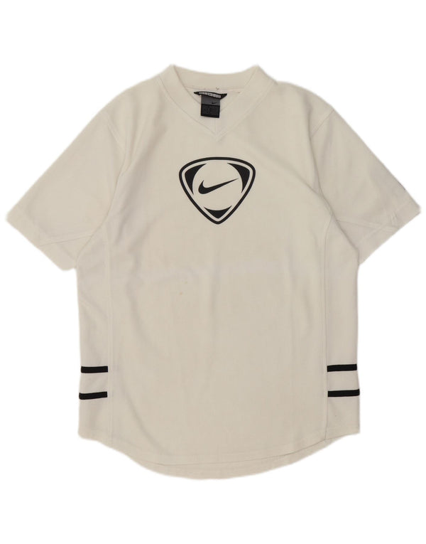 Nike T-shirt graphique pour homme UK 36/38 Petit blanc rayé en polyester