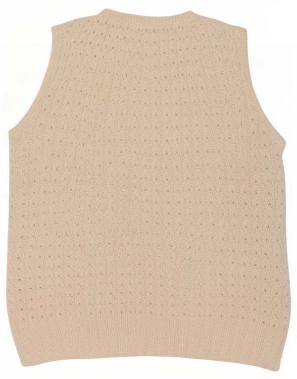 vintage Womens Vest Débardeur UK 16 Grand Blanc Cassé