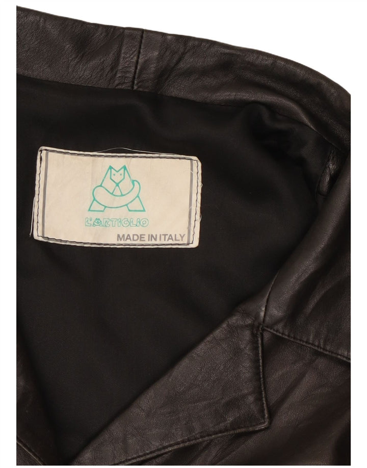 veste en cuir femme vintage UK 16 Grand Noir