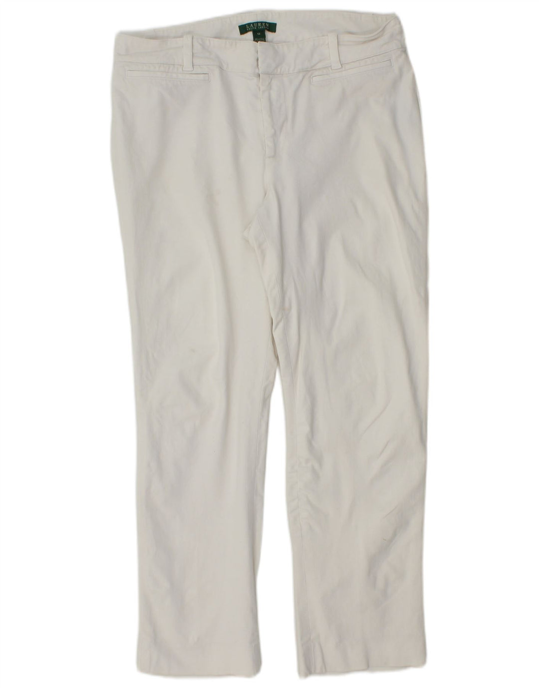 RALPH LAUREN Pantalon décontracté droit pour femme US 12 Large W32 L27 Blanc